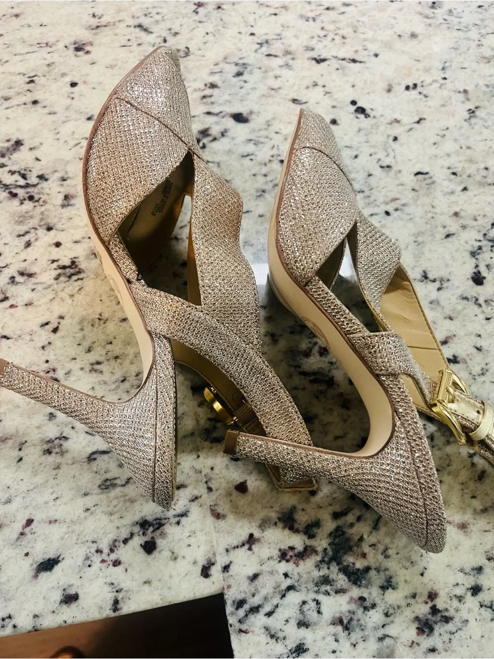 Michael Kors, Betty gold glitter sling back sandal- Size 6